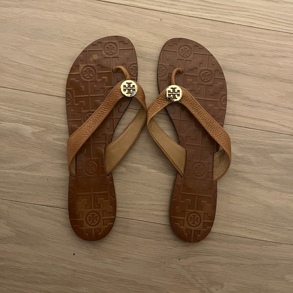 Tory Burch Leather Flip Flops, Size 9